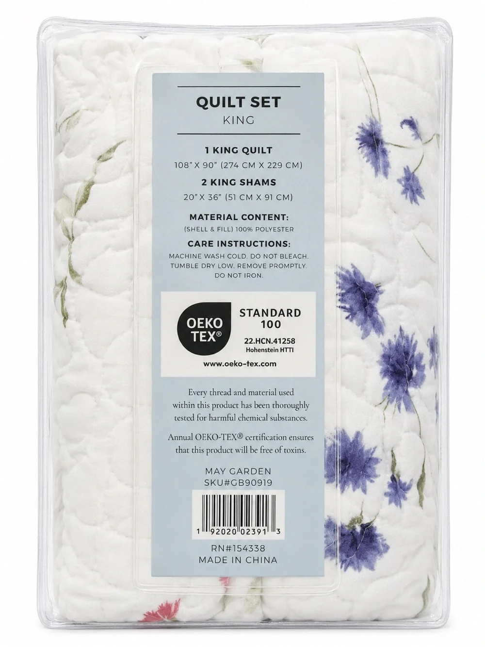 JCPenney White Quilted Comforter with Yellow, Blue & Pink Floral Print